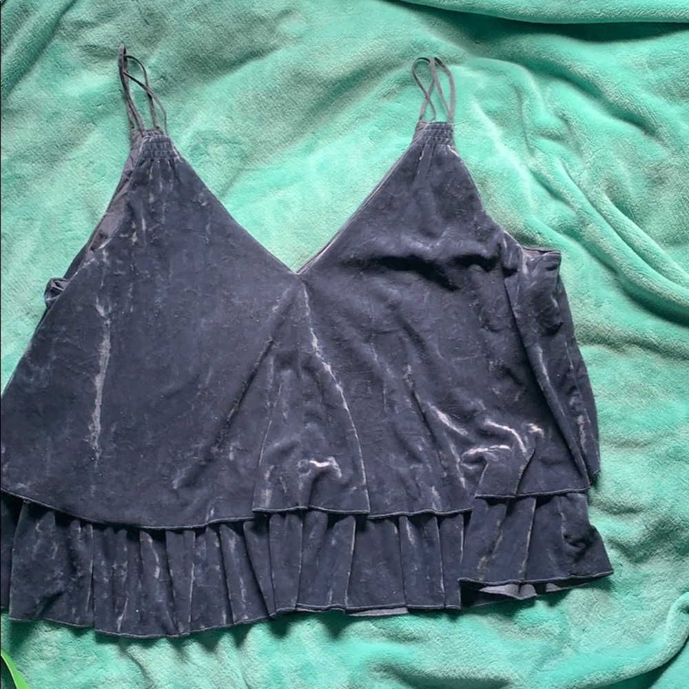 Aerie Crushed Blue Velvet Tank Top size XL
